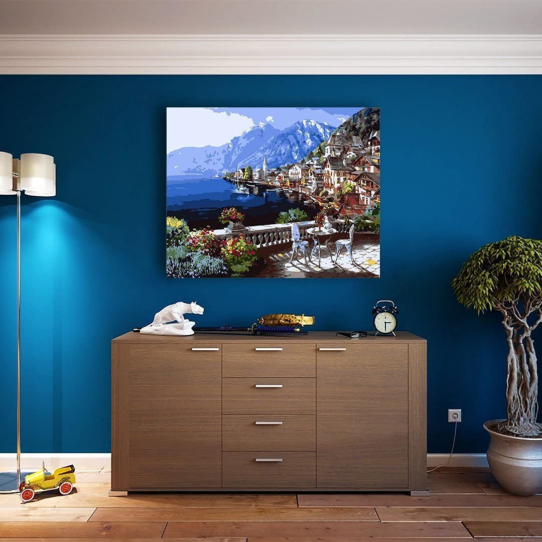 Artnapi Dipingere con i numeri, kit per adulti per bambini con cornice 40 x 50 cm (rana con occhiali) – Dipinto ad olio su tela – molto divertente e