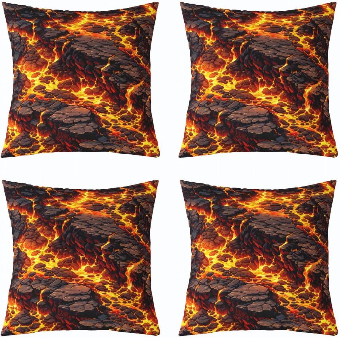 Castle Fairy Pixel Volcano Throw Pillow Covers Pack of 2,Retro Gaming Dual-Sided Print for Kid Boy Teen Adult,Pixelated Magma Cushion Cover,Video Gamer Room Decor,22" Lx22 W No Pillow Insert image 4