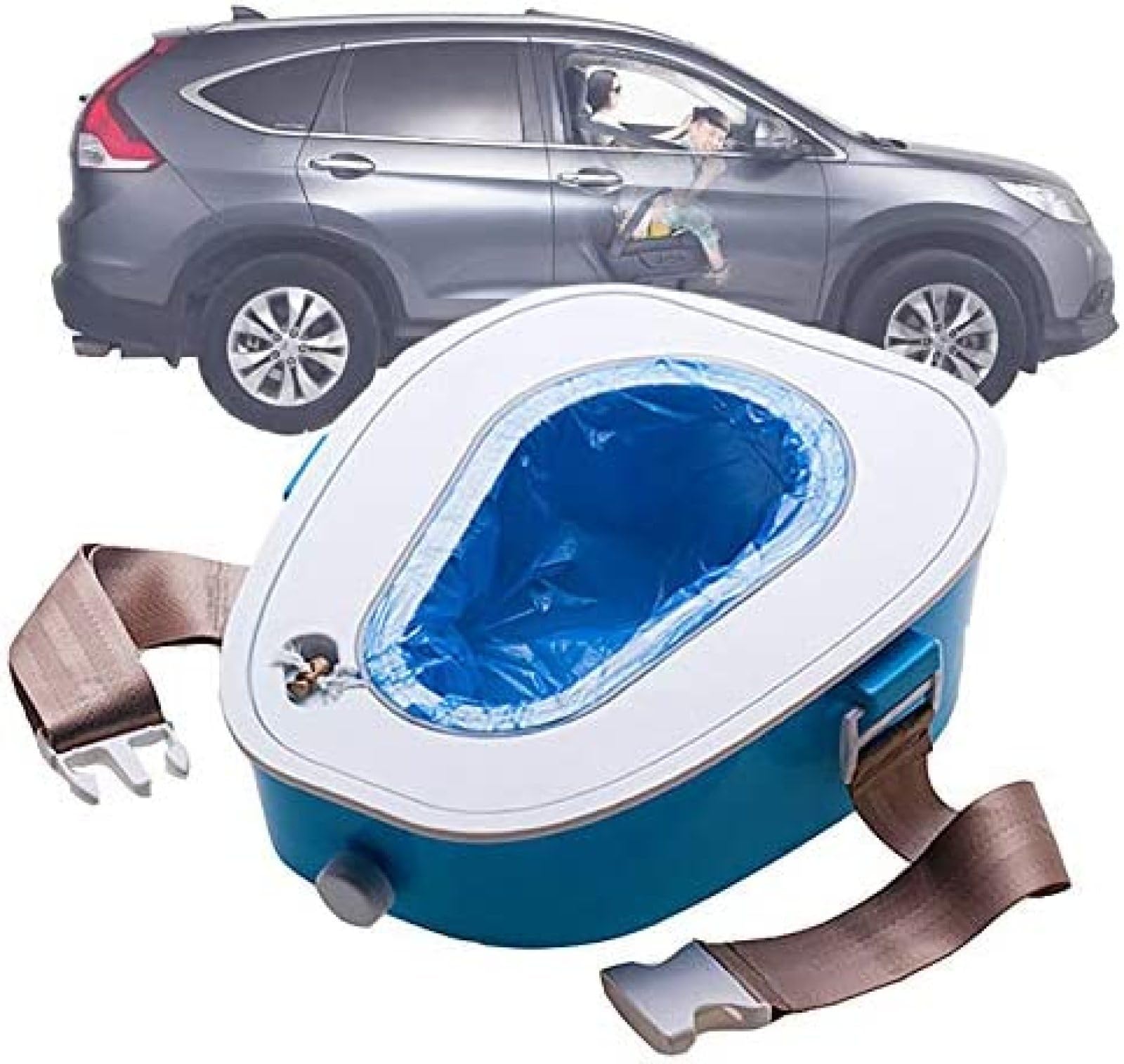 DIE Tragbare Autotoilette, Mobiles Notfall-Urinal, Töpfchen Für Erwachsene/Kinder/Schwangere Frau/Alter Mann, Geeignet Für Outdoor, Camping, Reisen, Wandern, Blau,Constructive23
