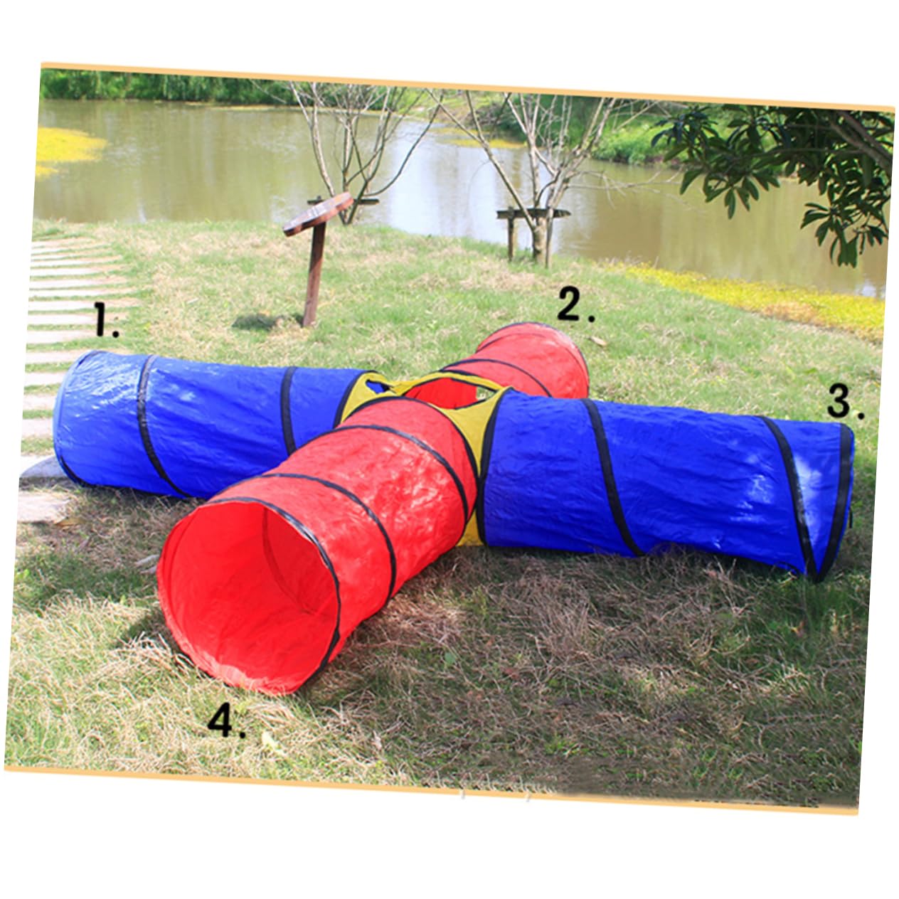 Túnel de Juego para Niños de Tela Cuatro Túneles Plegable | Uso Interior y Exterior, Apto para Gateo, para Guardería y Juego Diario