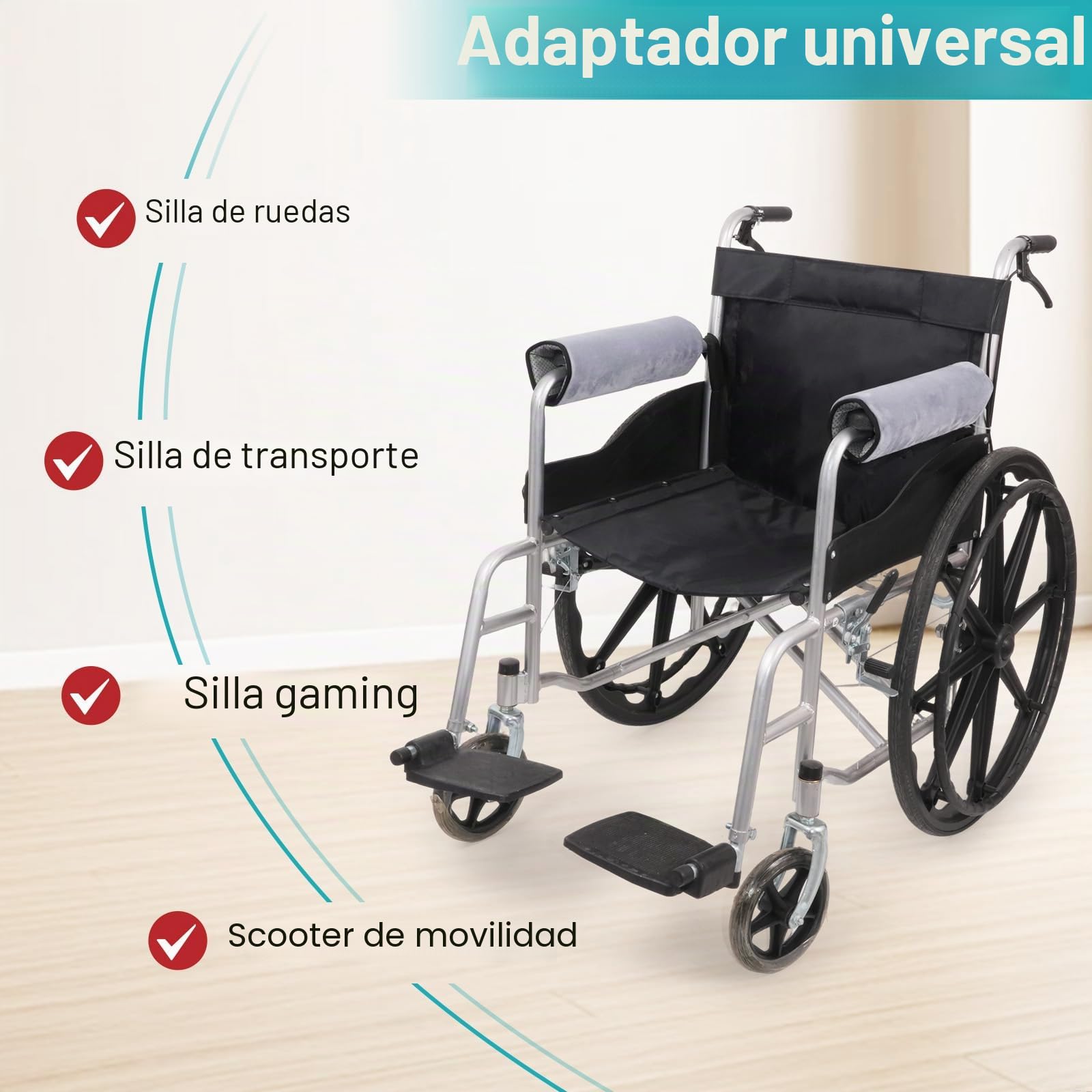 ENLUNTRA Almohadillas para reposabrazos para sillas de Ruedas, 2 Unidades de reposabrazos, Fundas Acolchadas de Espuma viscoelástica, Grey