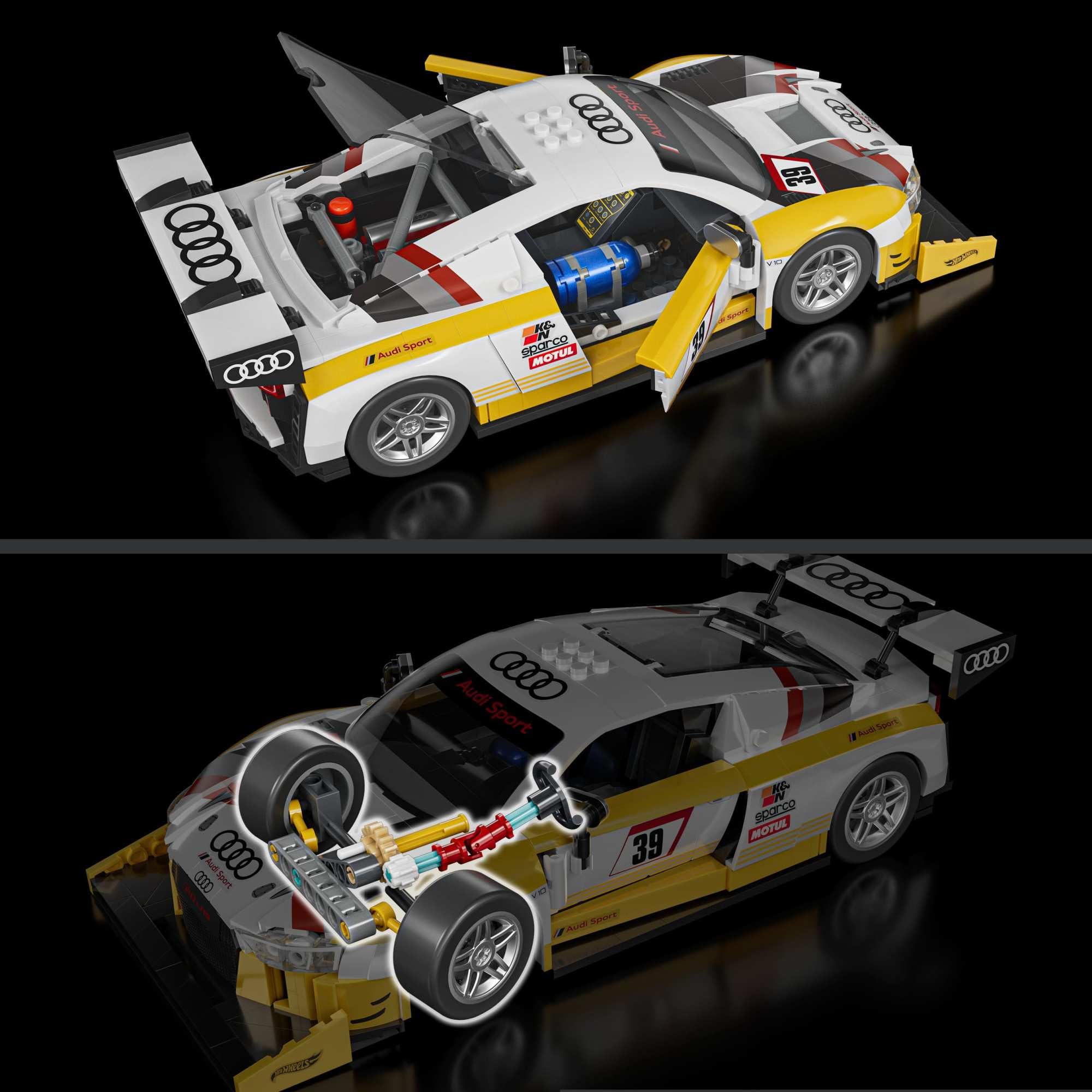Hot Wheels Audi R8 LMS ビルドセット Mattel Brick Shop Hot Wheels Elite Serie, Bouwset, '15 Audi R8 LMS