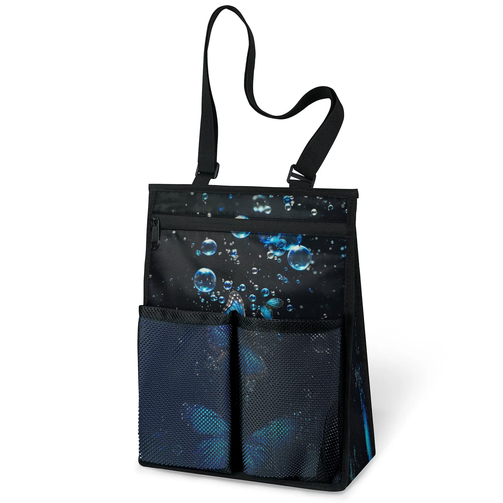 Ourtheme Butterflies Bubbles Portable Shower Bag for Travel Gym Camp Beach Tote Shower Caddy Bags Hanging Toiletry Organizer