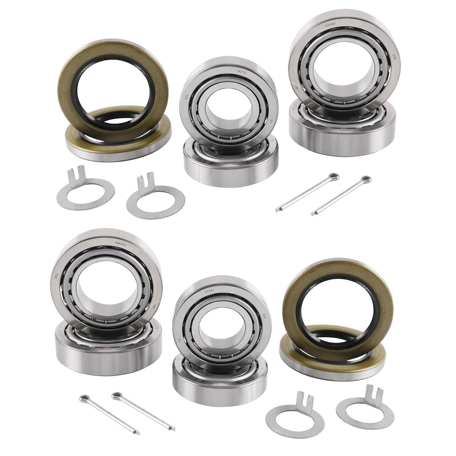 4 Sets 7000 LB Trailer Axle Bearing Kits 25580 14125A with Double Lip Grease Seals 10-36 10-10 for Tandem axles with #D42 Spindle