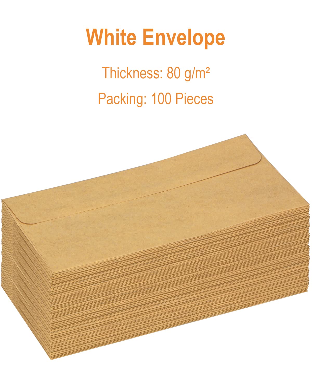 Koperty z papieru typu kraft, koperty (100 sztuk) z papieru typu kraft w stylu vintage – 80 g/m² (DIN DL – 220 x 110 mm)