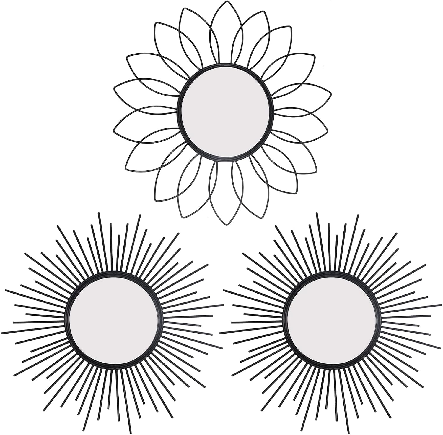 Katrawu Metal Wall Mirrors Set of 3, 12in Circle Vintage