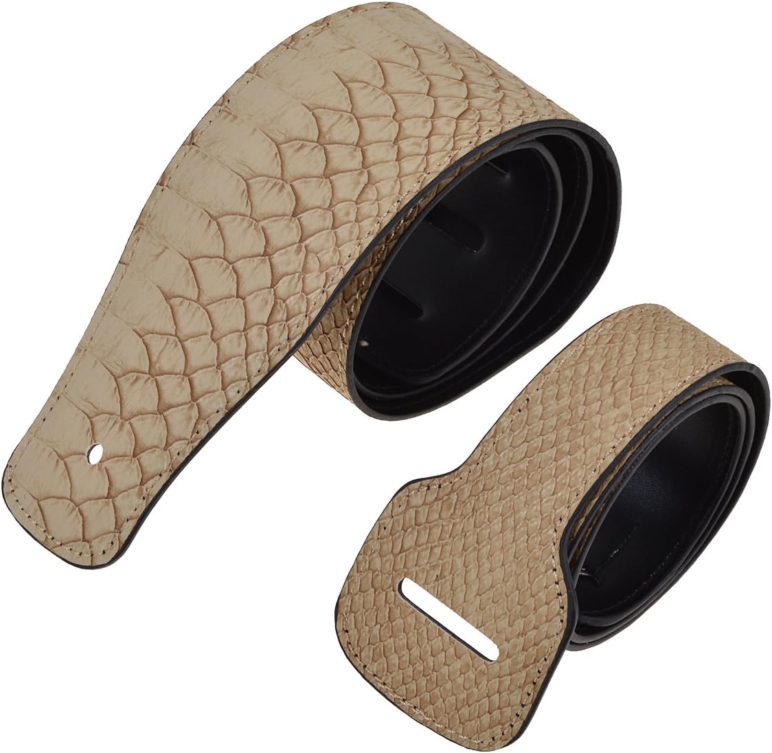 Kmise Padded Leather Guitar Strap Embossed Adjustable Snake Skin Type Pack of 1