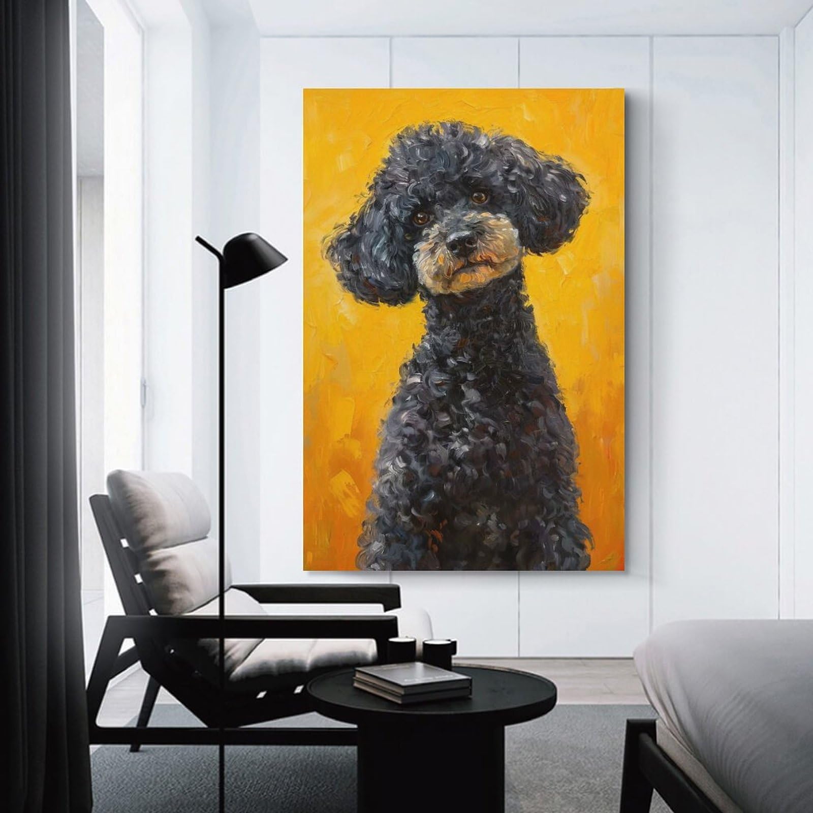 Junmoney Poodle Sunshine Charm Canvas Art Print 08x12inch(20x30cm), for Entrance Spaces, Stair Walls Or Halls, Wall Decor to Refresh Empty Corners