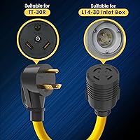 Vista 2 de Cable Adaptador de Interruptor de Transferencia de Generador TT-30 RV 30Amp a L14-30 Flexible con Mango Ergonómico, 30 Amp 3 Clavijas a 4 Clavijas