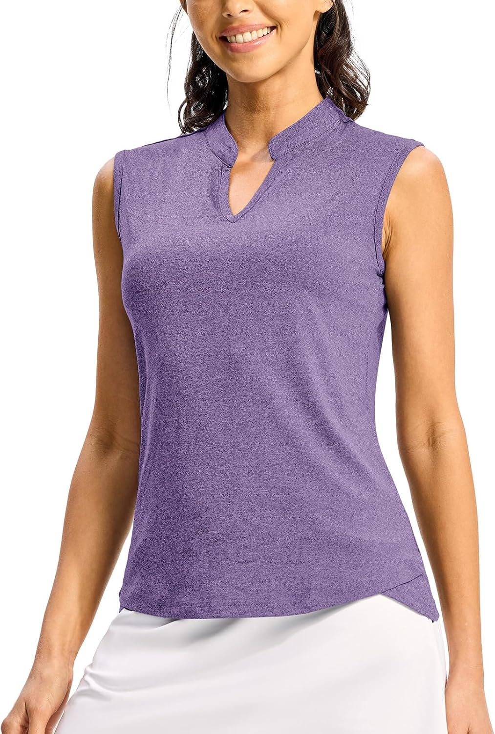 Rdruko Women's Golf Shirts Sleeveless V-Neck Collarless Quick Dry Tennis Running Athletic Tennis Polo T-Shirts - Image 2