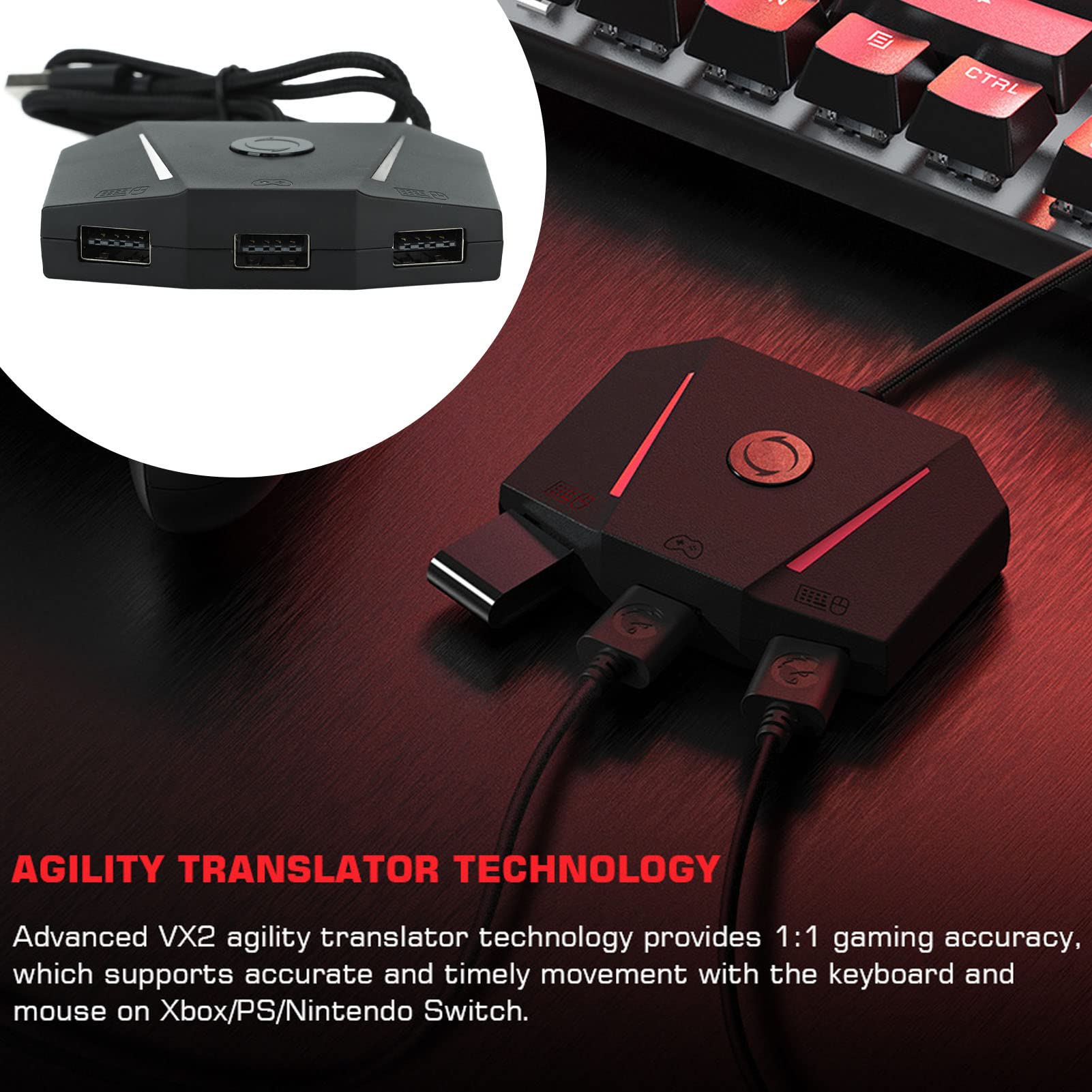 Convertitore Tastiera Mouse, Adattatore Plug and Play per Controller di Gioco con Jack Audio da 3,5 mm per One per Series X S per Switch