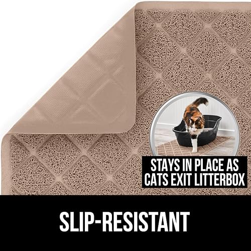 Miniatura 3 de Gorilla Grip Tapete para gatos y felpudo de goma, el tapete para gatos mide 35 x 23 pulgadas en color beige, el tapete de goma es de 17 x 29
