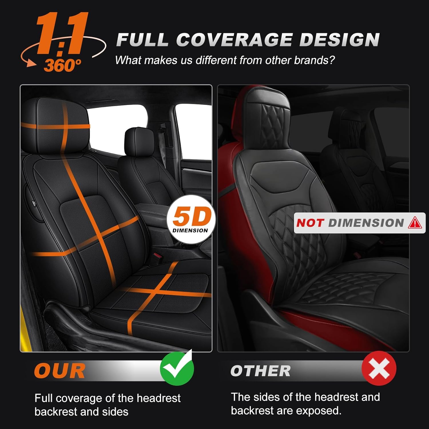 AOMSAZTO Custom Fit Seat Covers for Chevy Colorado & GMC Canyon 2023 2024 2025 2026 Faux Leather Crew Cab Only Full Set 5 Seats, Black