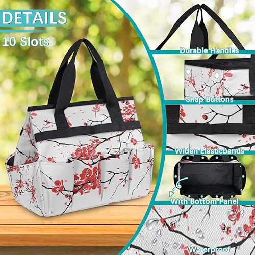 Miniatura 5 de Watercolor Flower Branches Garden Tool Tote Bag for Women Men Gardening Tool Storage Bags with 10 Pockets Standable Garden Home Tool Kits Organizer