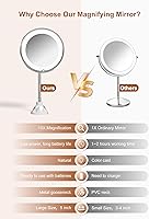 Vista 2 de Brightown Espejo de aumento con luz y 10 aumentos, flexible de cuello de cisne con luces y aumento, funciona con pilas, inalámbrico con ventosas