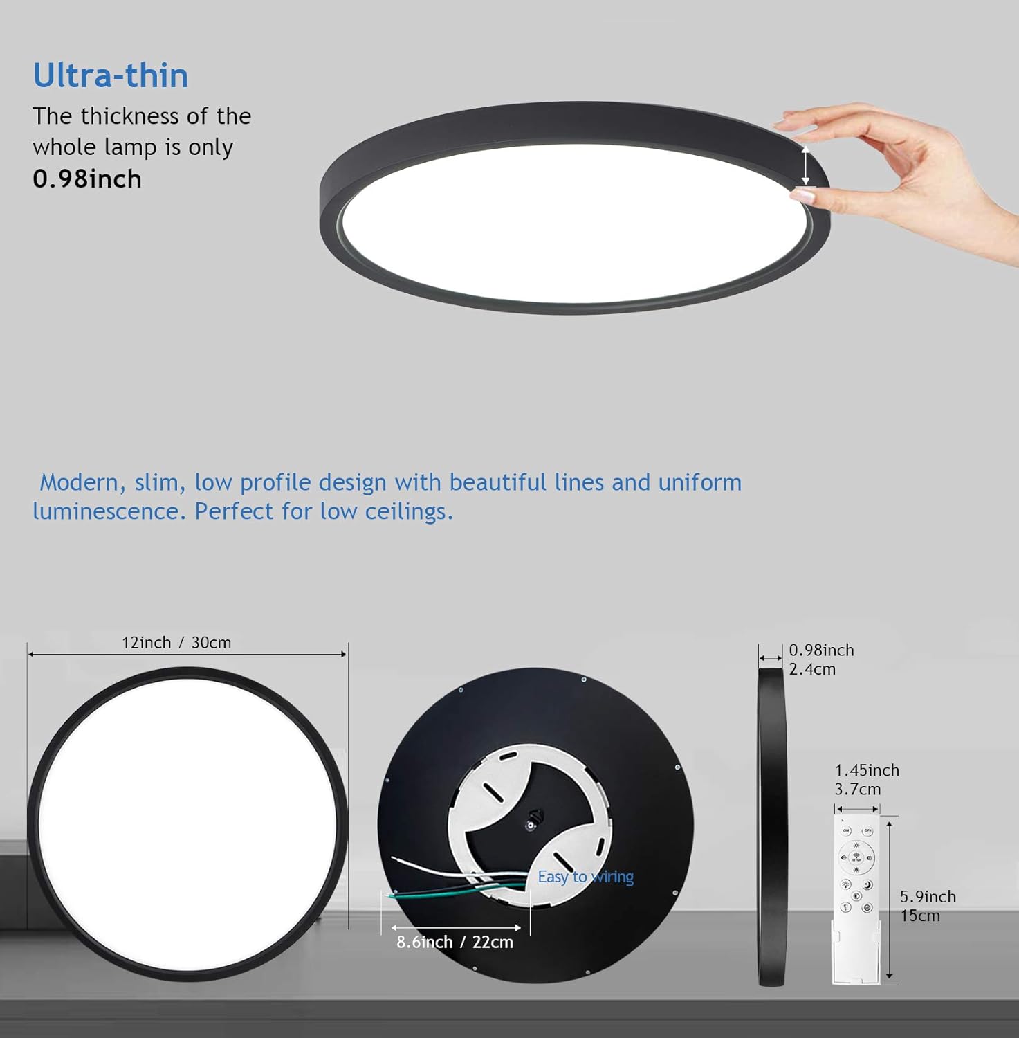 Flаѕh Dеаlѕ - 40% оƒƒ 12 Inch Dimmable Remote Control LED Ceiling Light, 18W 120V Color Changing 3000K-5000K Smart Bluetooth LED Flush Mount Ceiling Light Black Round Low Profile Slim, 1800LM, CRI90 70% оƒƒ Evеrуthіng 12 Inch Dimmable Remote Control LED Ceiling Light, 18W 120V Color Changing 3000K-5000K Smart Bluetooth LED Flush Mount Ceiling Light Black Round Low Profile Slim, 1800LM, CRI90