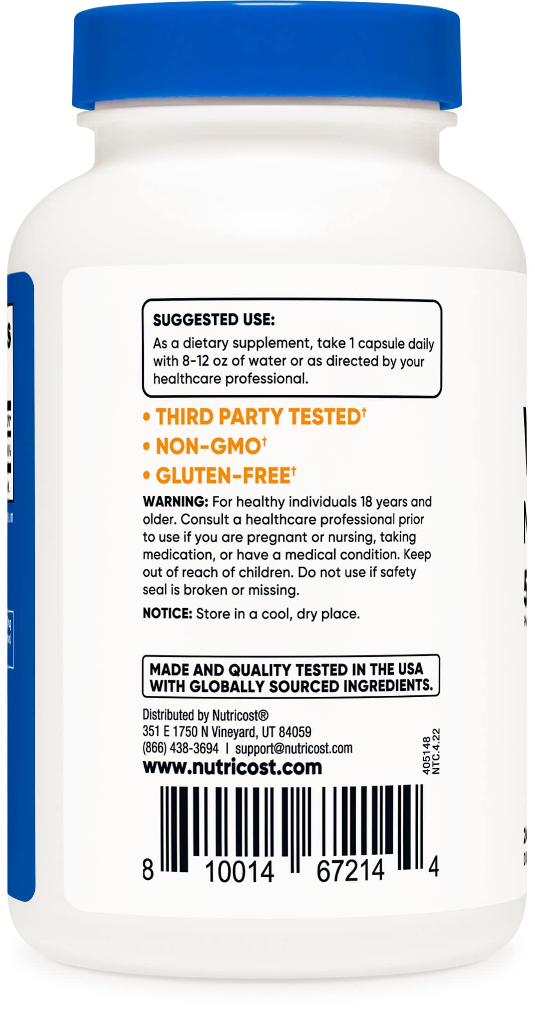 Nutricost Vitamin B12 (Methylcobalamin) 5000mcg, 240 Capsules, Gluten Free — Amazon image 3