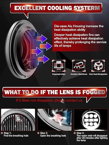 Miniatura 6 de CO LIGHT Faro LED de 5.75 5 34 redondos con luz de señal de giro ámbar DRL y haz alto y haz de luz LED, faros delanteros sellados compatibles con