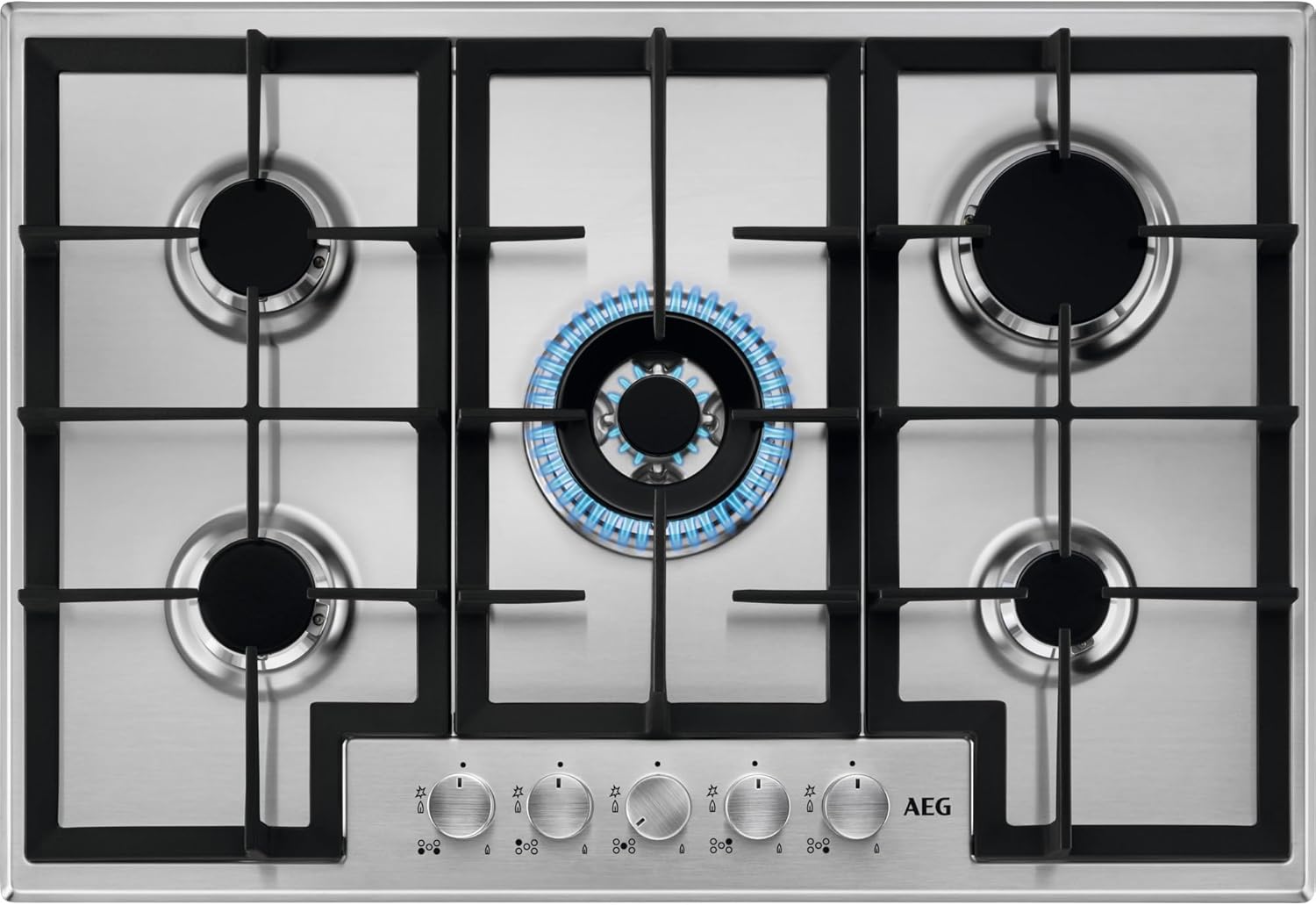 AEG HGB75400SM Acciaio inossidabile Da incasso 75 cm Gas 5 Fornello(i)