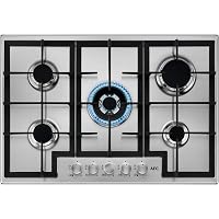 AEG HGB75400SM Piano Cottura a Gas da Incasso 75 cm, 5 Fuochi con Speed Burner e Bruciatore Wok