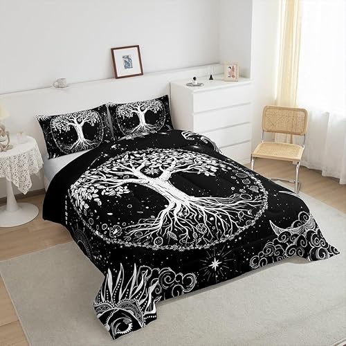 Miniatura 42 de Castle Fairy Juego de edredón de Halloween tamaño individual, juego de ropa de cama con estampado de animales de murciélagos negros para niños