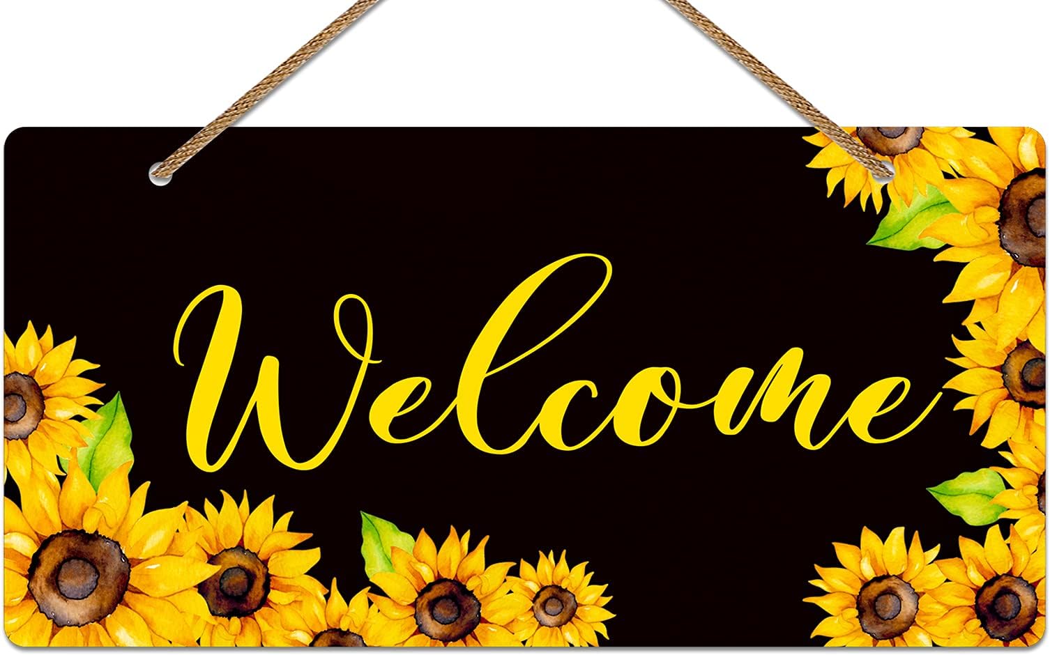 SICOHOMEWelcome Sign for Front Door,6" x 12" Sunflowers Welcome Sign,Farmhouse Welcome Porch Sign,Welcome Sign for Front Porch Bedroom Living Room Indoor Outdoor Kitchen Home Decor