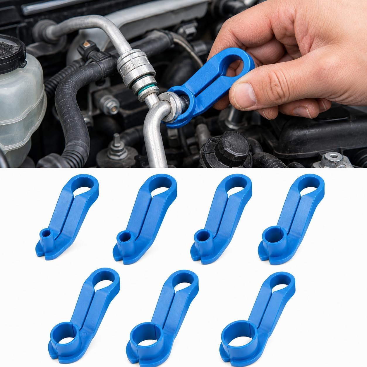 7PCS Fuel Line and AC Line Disconnect Tool Set, 1/4–7/8 Inch Automotive Quick Release Tool Kit for Fuel Hoses, AC Lines, Transmission Lines, Universal Repair Tools for Ford, GM, Chrysler, Mazda