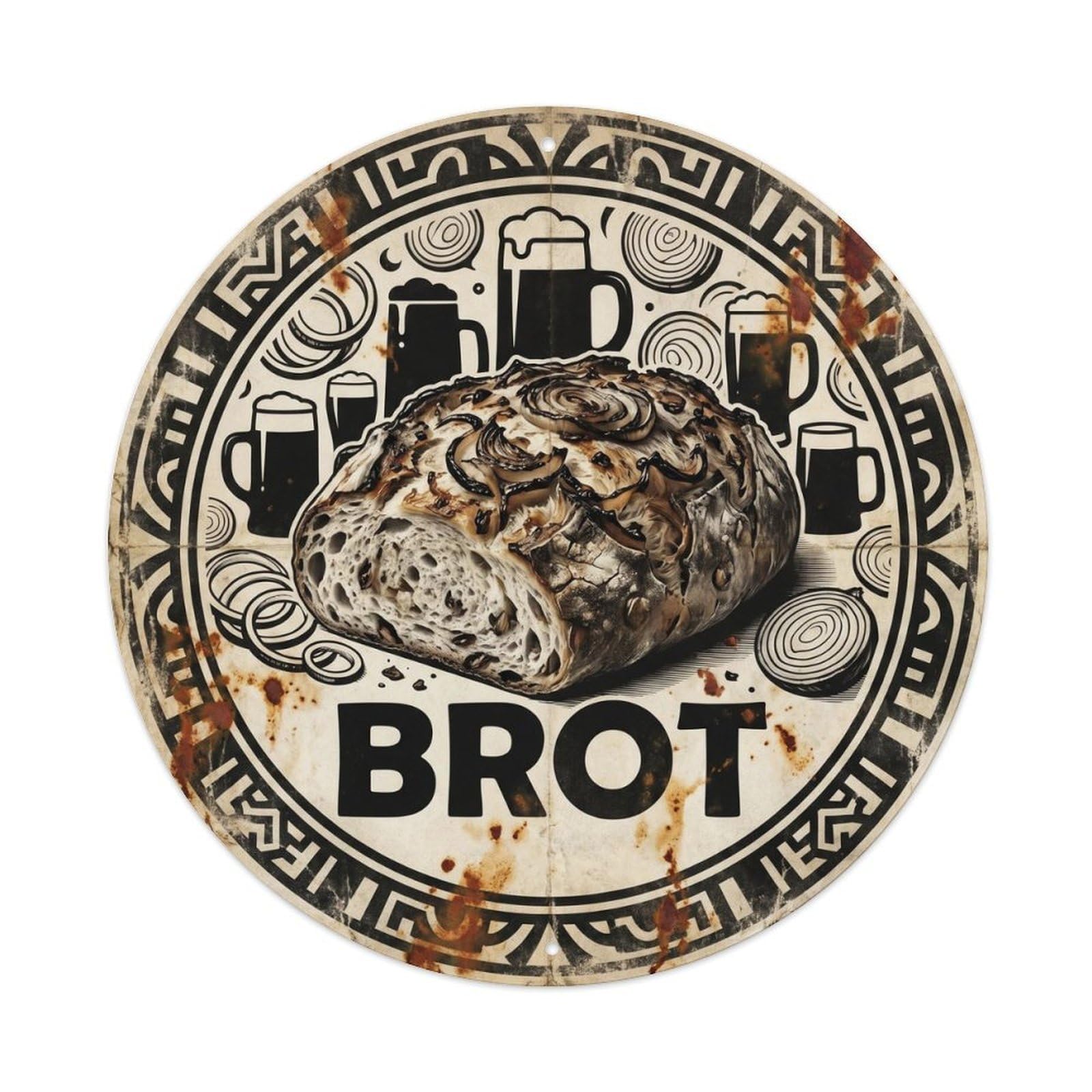Black White German Bread Rustic Bakery Food Culture Metal Tin Sign