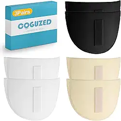 CoguZed 3 pares de ombreiras para roupas femininas, almofadas de ombro de espuma respirável para blazer, camiseta, terno e jaqueta - preto, branco e bege