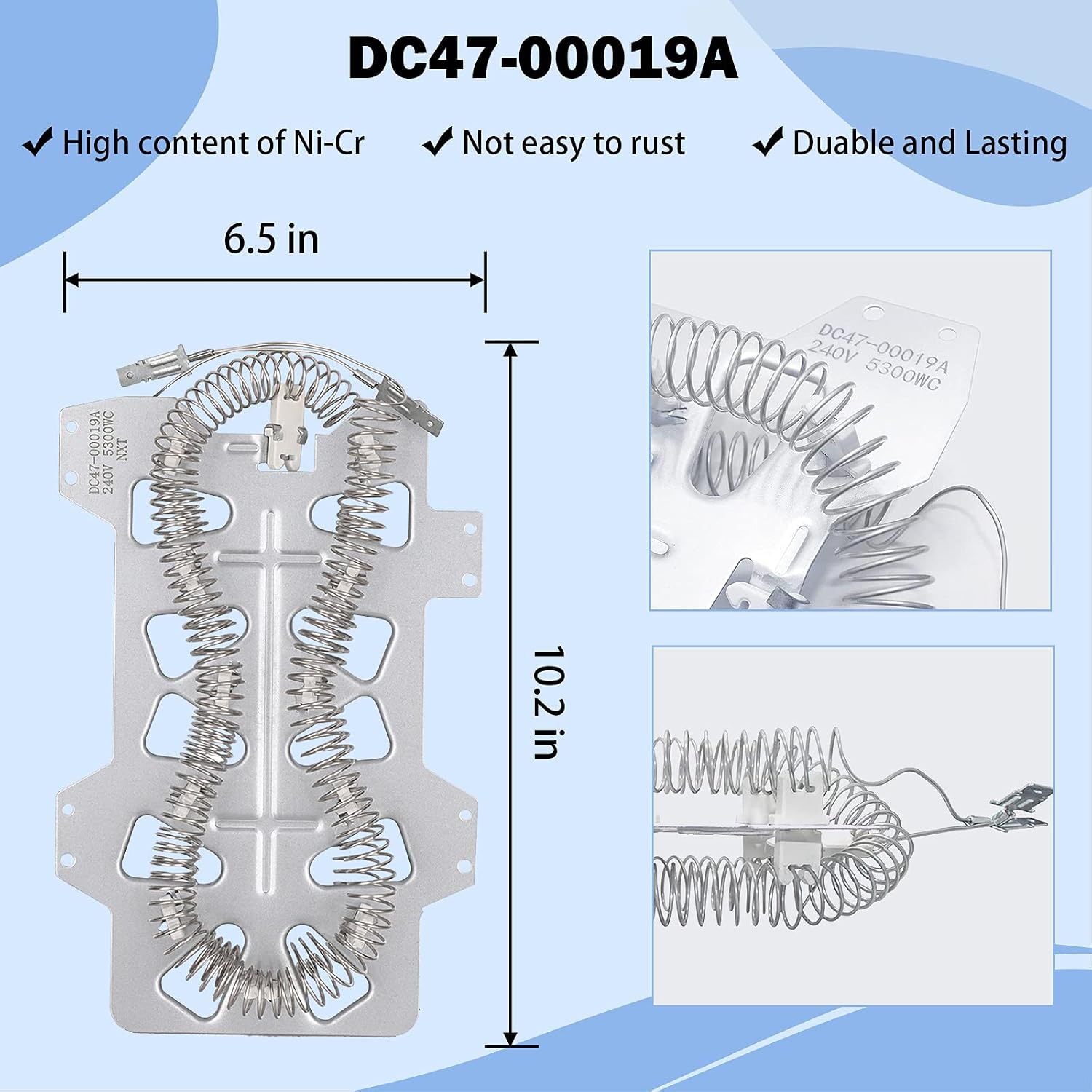 DC47-00019A Dryer Heating Element Replacement for Samsung & DC47-00018A Thermostat & DC96-00887A and DC47-00016A Thermal Fuse & DC32-00007A Thermistor Kit 5300W 240V Replace 35001247 2068550 AP4201899