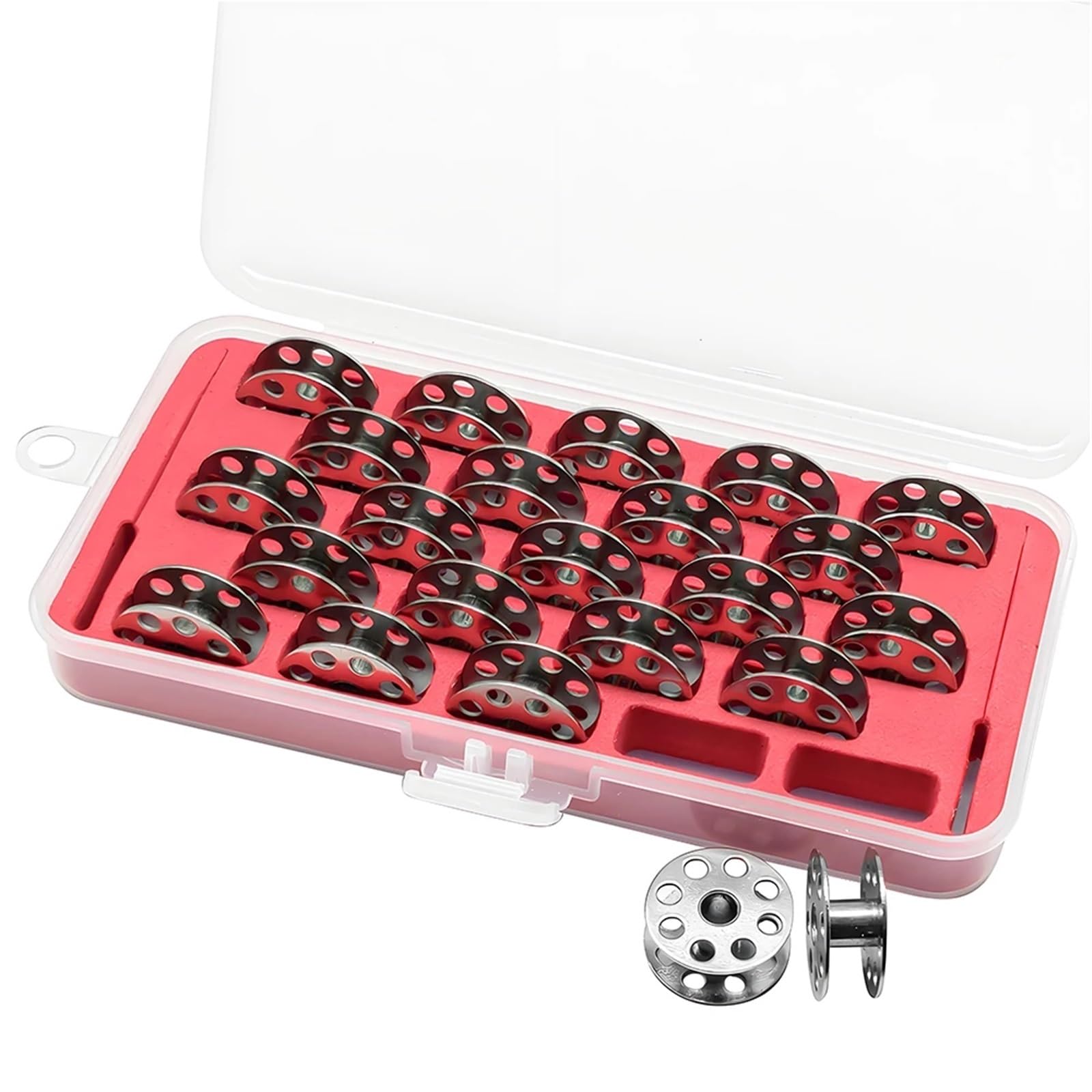 Szpulki do maszyn do szycia 46/69 szt. Duża stalowa szpulka z pudełkiem oszczędnościowym na akcesoria do przemysłowych maszyn szycia(46PCS)