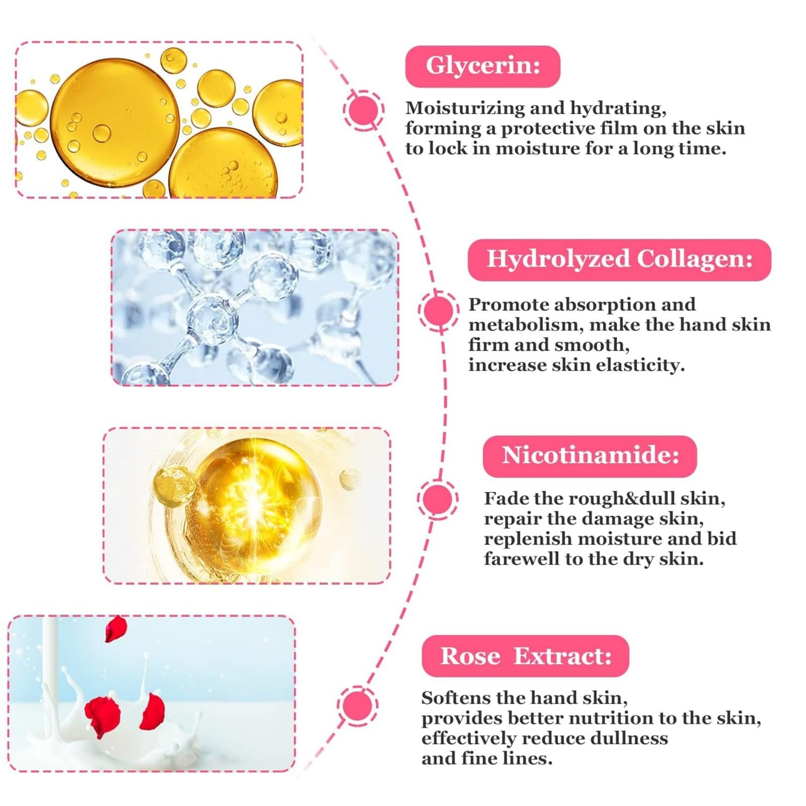 Masque Pour Les Mains, Masques Hydratants Pour Les Mains, Gants Hydratants Pour La Nuit Pour Les Mains Sèches Et Gercées, Rajeunit Et Répare La Peau Rugueuse Des Mains, 8 Pièces