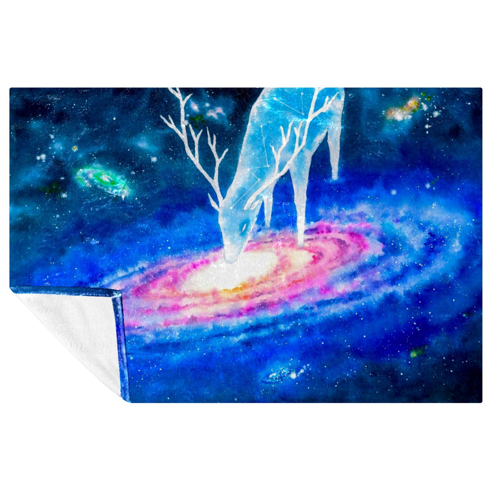 Couverture galaxie et cerf au toucher soyeux, plaid lit haut de gamme