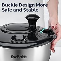 Vista 4 de Escurridor de ensalada de acero inoxidable, lavadora de verduras de 4.8 Qt, secador de lechuga sin BPA con diseño de manivela, apto