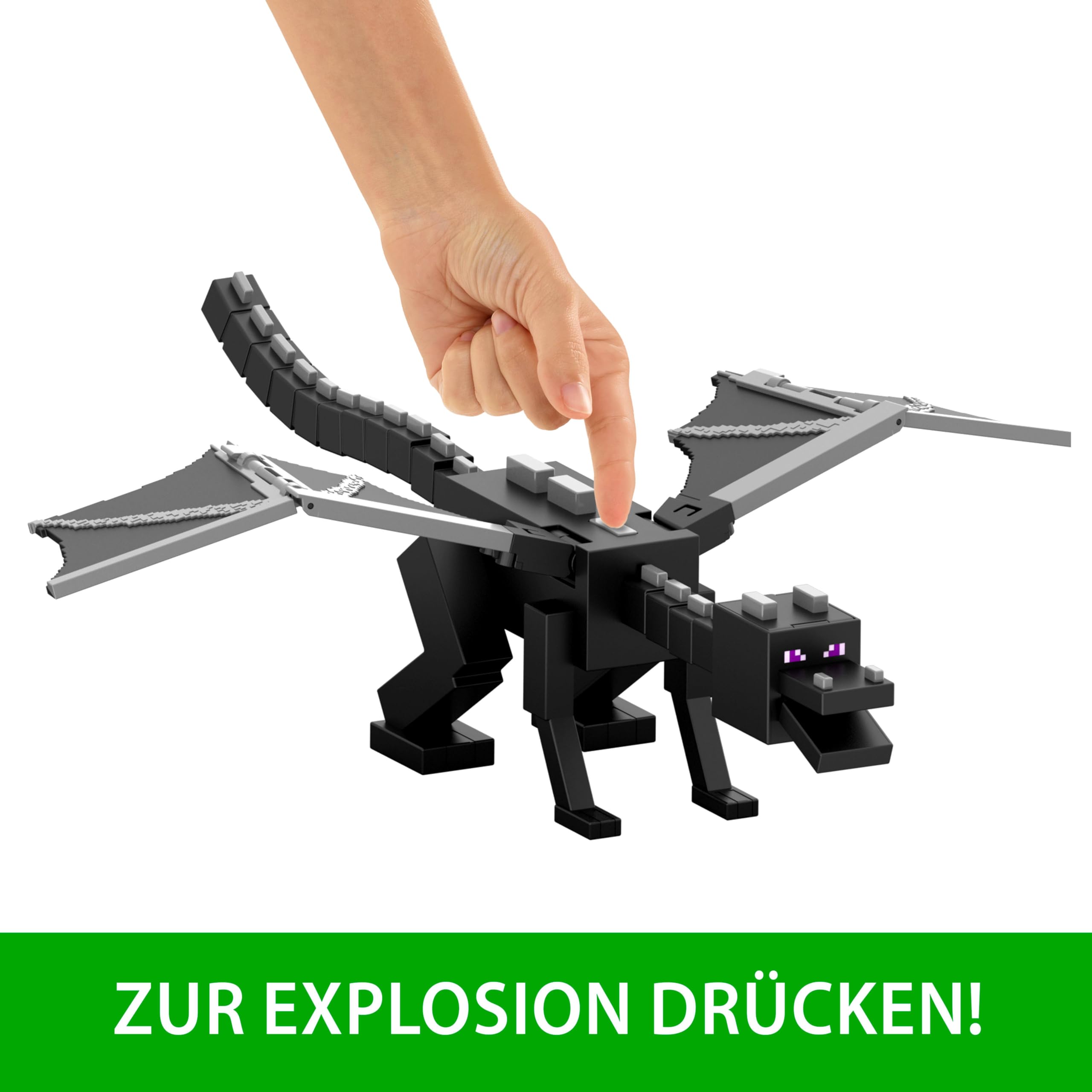 Mattel Minecraft Drachenatem Enderdrache-Actionfigur mit 10 Scheiben, riesiges Spielzeug mit ca. 55 cm Länge und ca. 51 cm Flügelspannweite, mit beweglichen Flügeln und Starter, JKC13 | 10 Scheiben, riesiges Spielzeug mit 54,9 cm Länge, 50,8 cm Spannweite