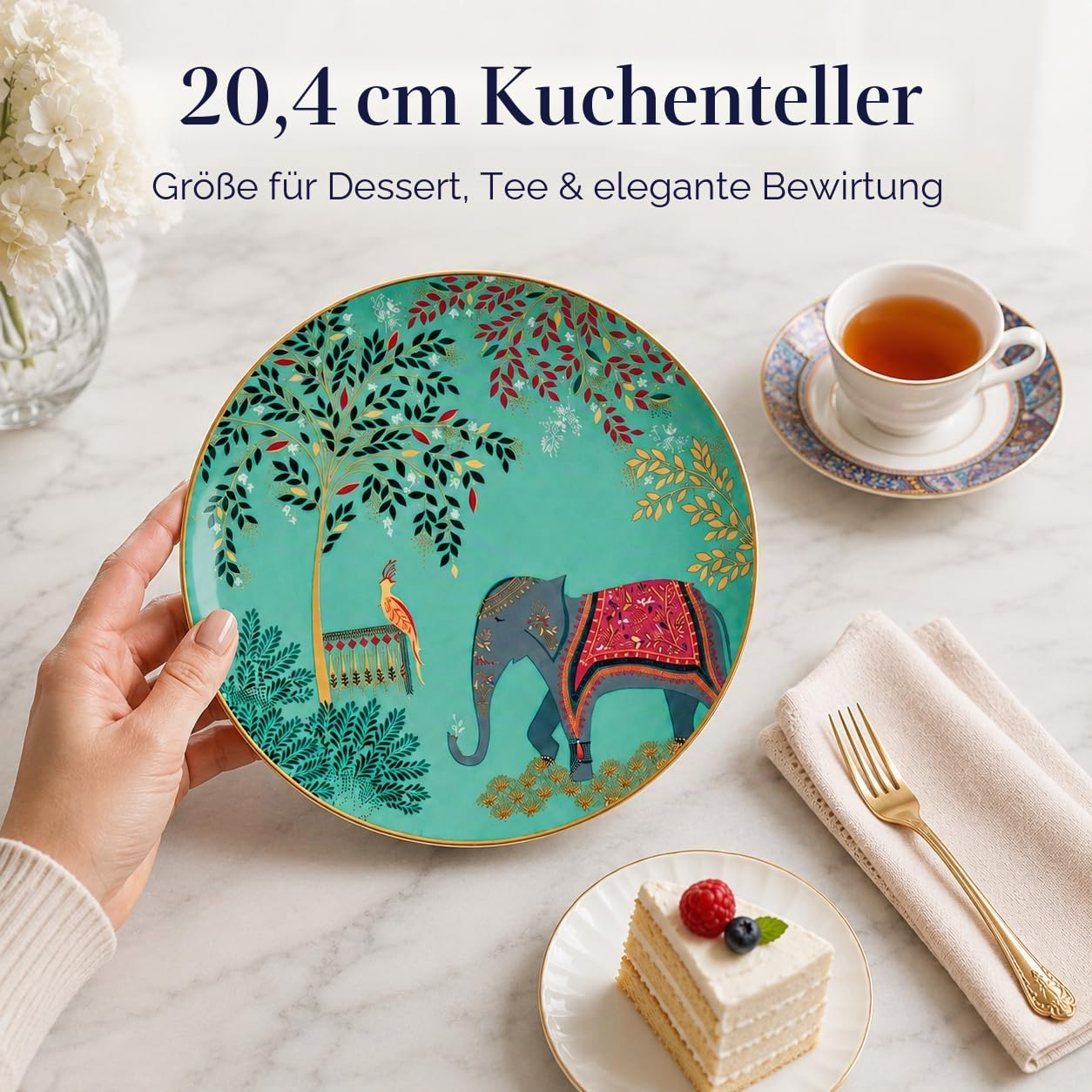 Portmeirion Home & Gifts Sara Miller SMI78964-XG Kuchenteller, mehrfarbig, 4 Stück