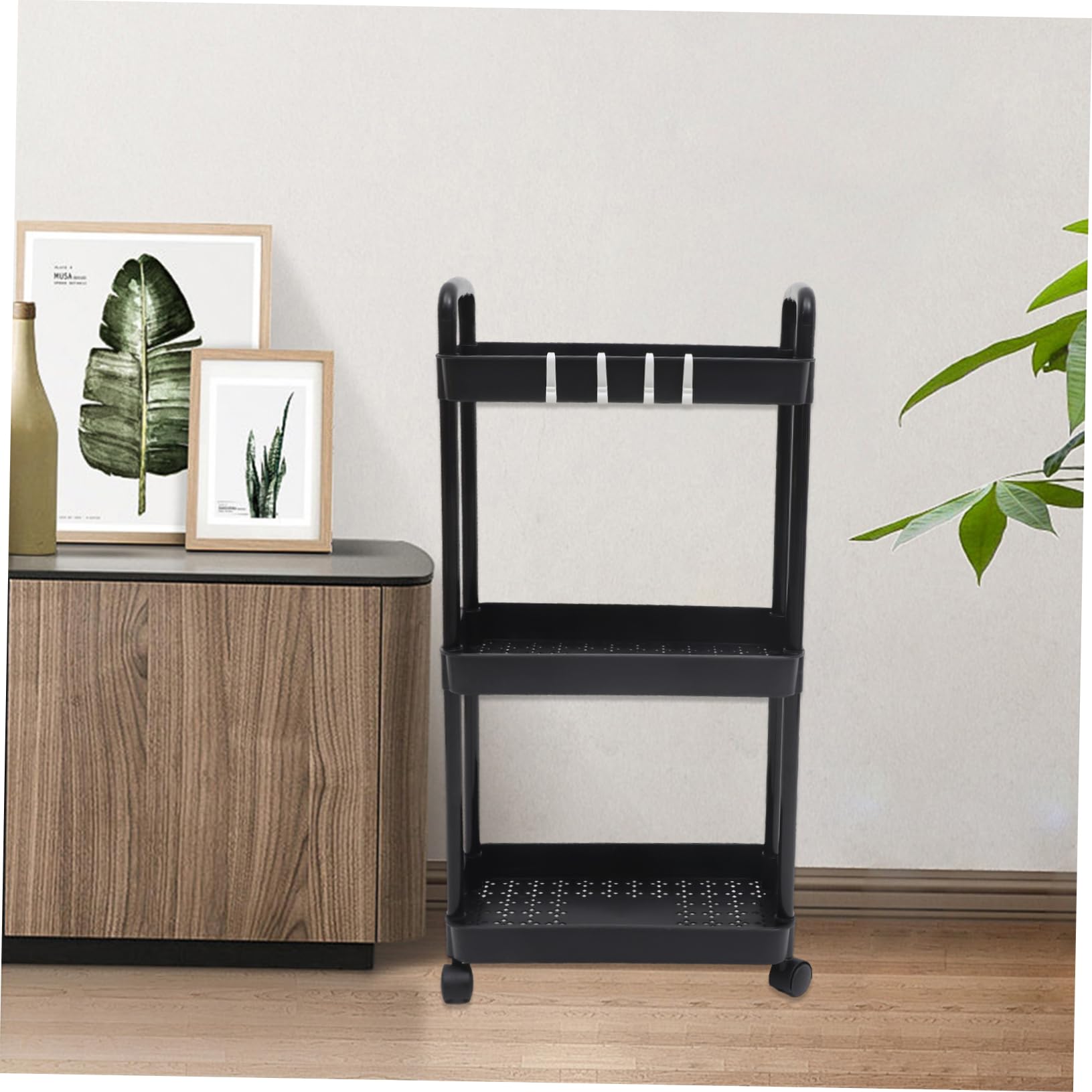 Happyyami Organizador Multiusos de PP Fácil Almacenamiento para Cocina, Baño y Oficina Carrito de Almacenamiento Rodante de 3 Capas Ruedas y Diseño Compacto