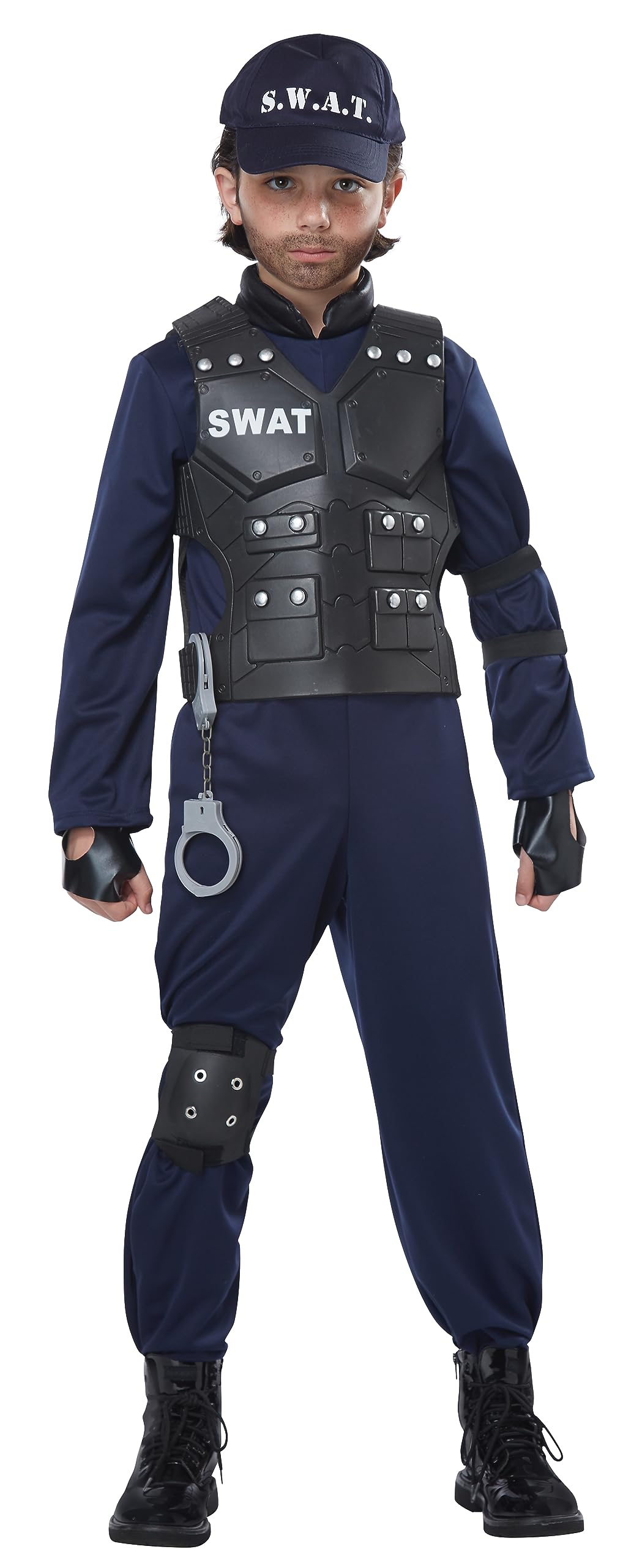 California Costumes SWAT-Kinderkostüm mit Brustpanzer Karnevals-Verkleidung blau-schwarz - 152 (10-12 Jahre)