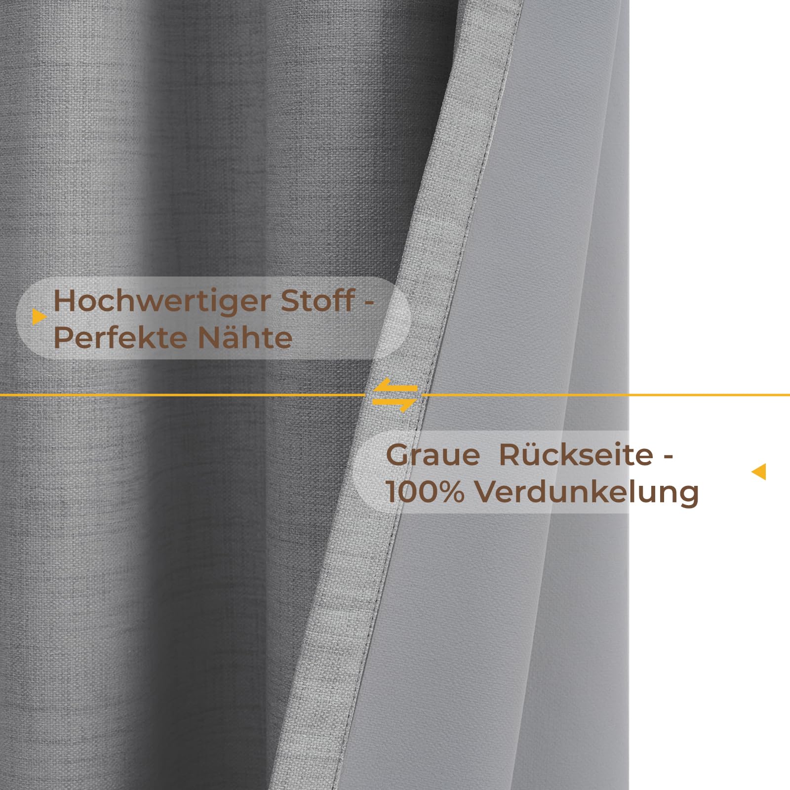 INOVADAY 100% Verdunklungsvorhänge 2 Stück Grau, H245xB140 cm | Gardinen mit Ösen Wohnzimmer, Vorhang Blickdicht Leinenoptik, Thermovorhang für Schlafzimmer, Geräuschreduzierend, OEKO