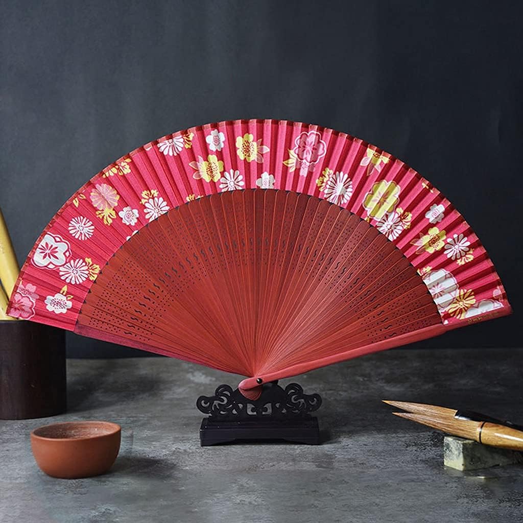 Folding Fan Handheld Silk Folding Fan Bamboo Chinese Decorative Folding Fan for Wedding Dance Decoration Party Gift (Color : A) (B)