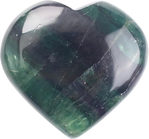 Crocon Juego de piedras de hojaldre con forma de corazón de fluorita múltiple de 1.969 in, 450 quilates de bolsillo de cristal curativo, colección