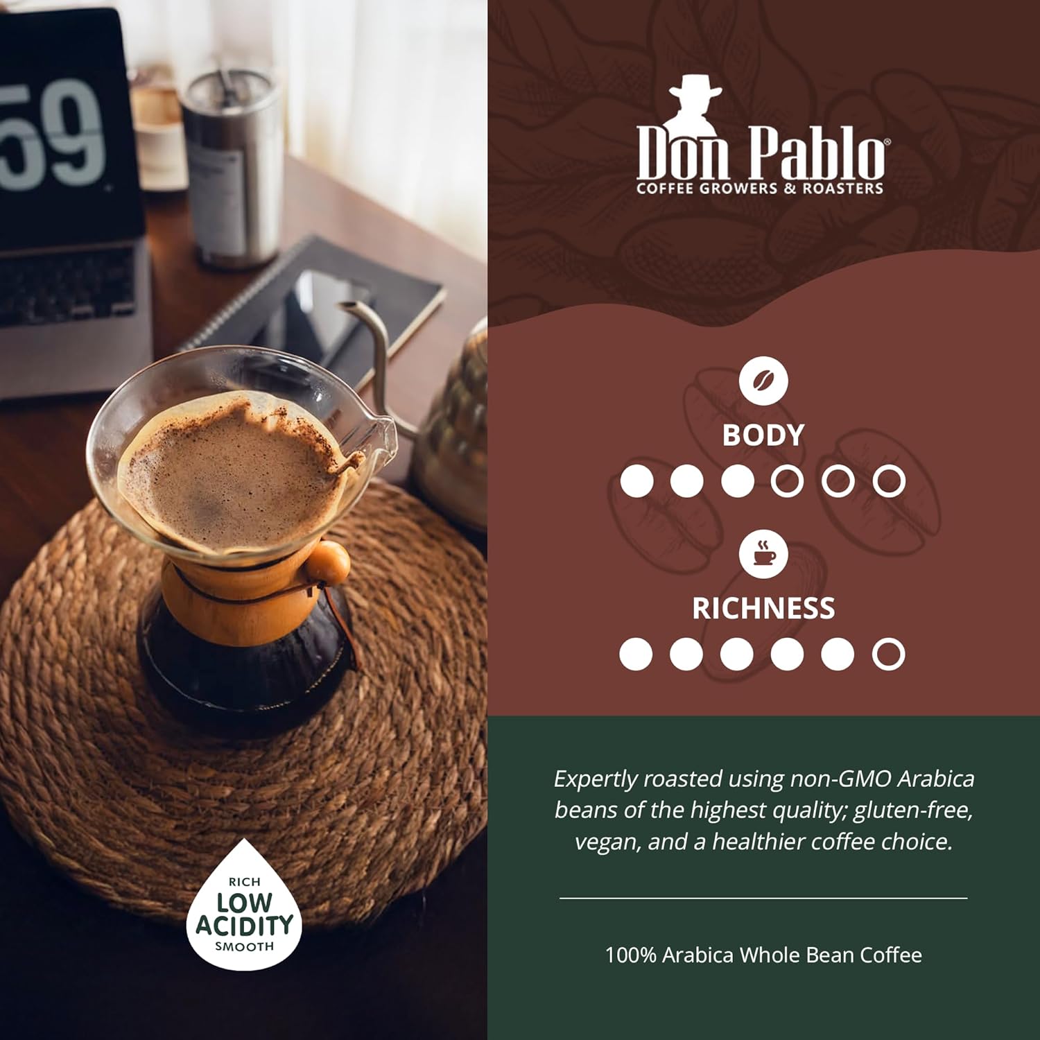 Don Pablo Gourmet Coffee - Blend - Medium Dark Roast - Whole