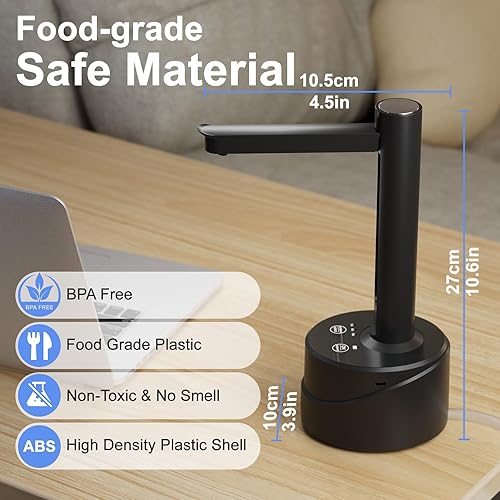 Miniatura 3 de Latedaux - Dispensador de botellas de agua eléctrica de escritorio de doble uso, de 5 galones, carga USB tipo C, bomba automática de botella de agua