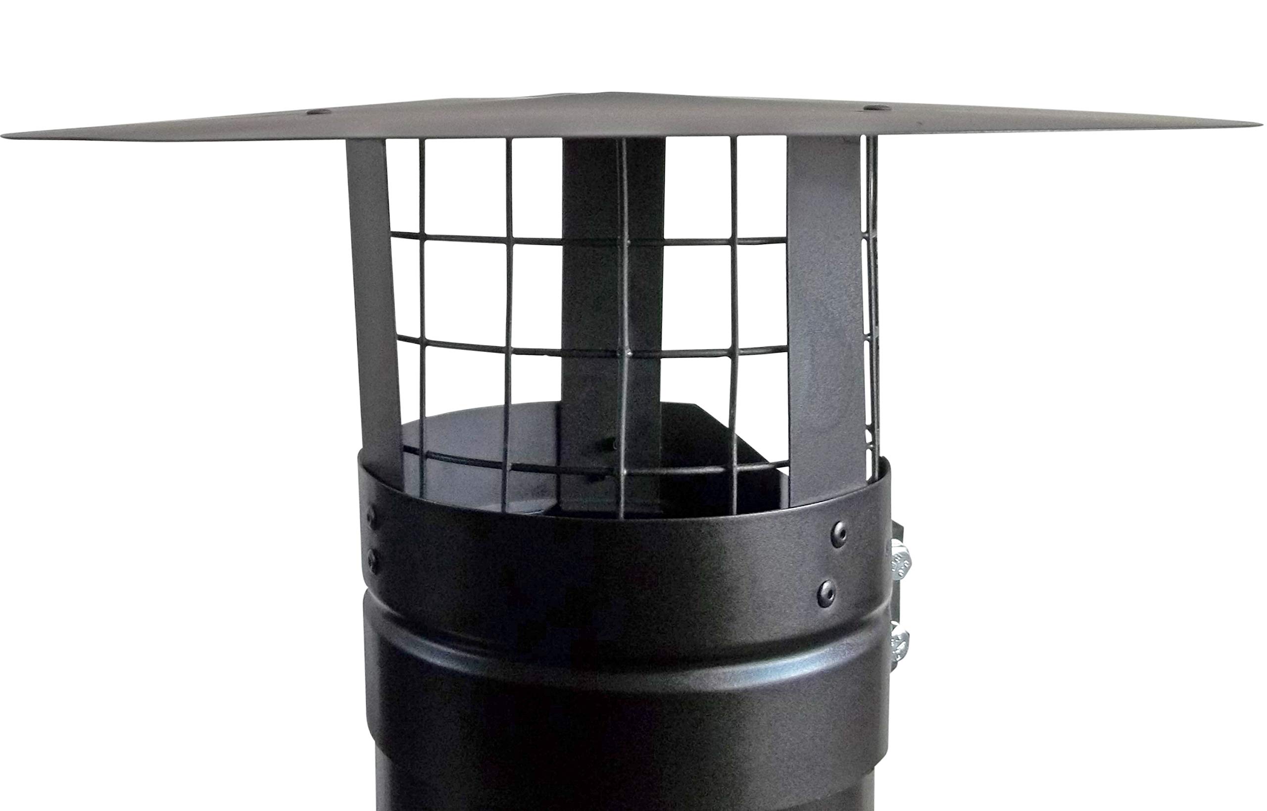 BOLT ON CHIMNEY COWL WITH BIRD GUARD TO FIT 5''/125MM FLUE PIPE,CHIMNEY CAP MATT BLACK/SINGLE WALL FLUE PIPE ONLY,BE SURE TO MEASURE YOUR FLUE PIPE BEFORE PURCHASE.
