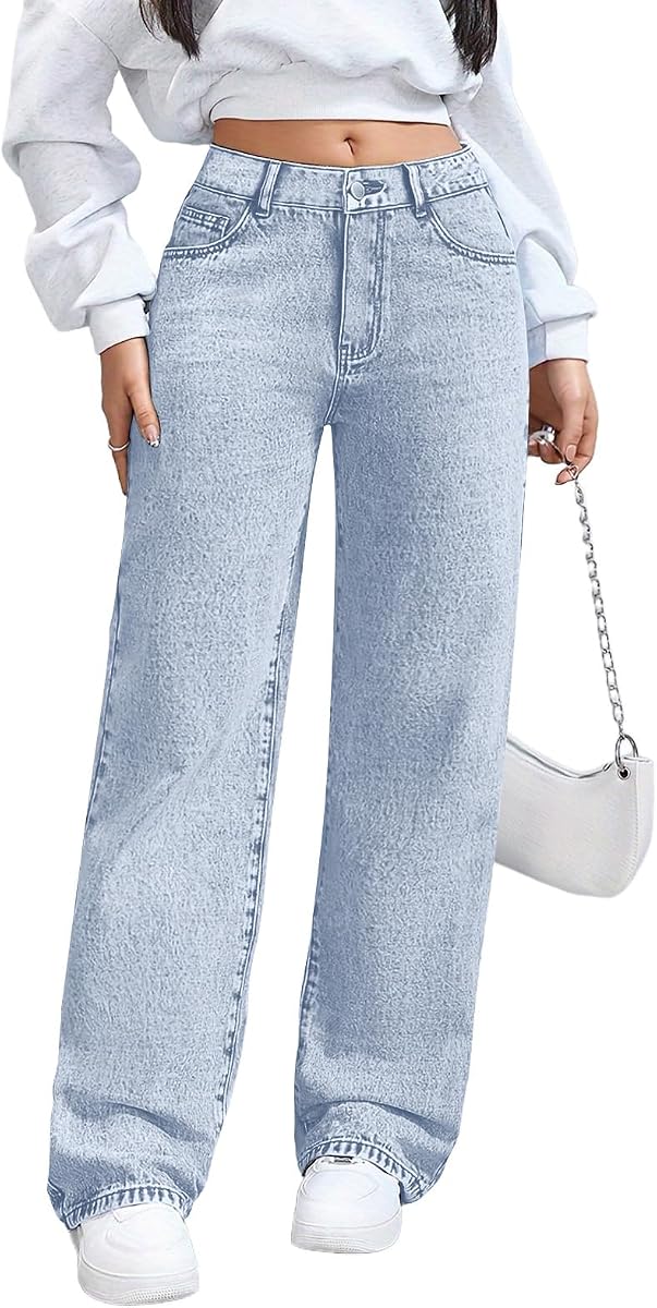 Wide Leg Jeans for Women Spring 2026 High Waisted Baggy Pull on Jeans Cute Y2k Straight Leg Boyfriend Denim Pannts