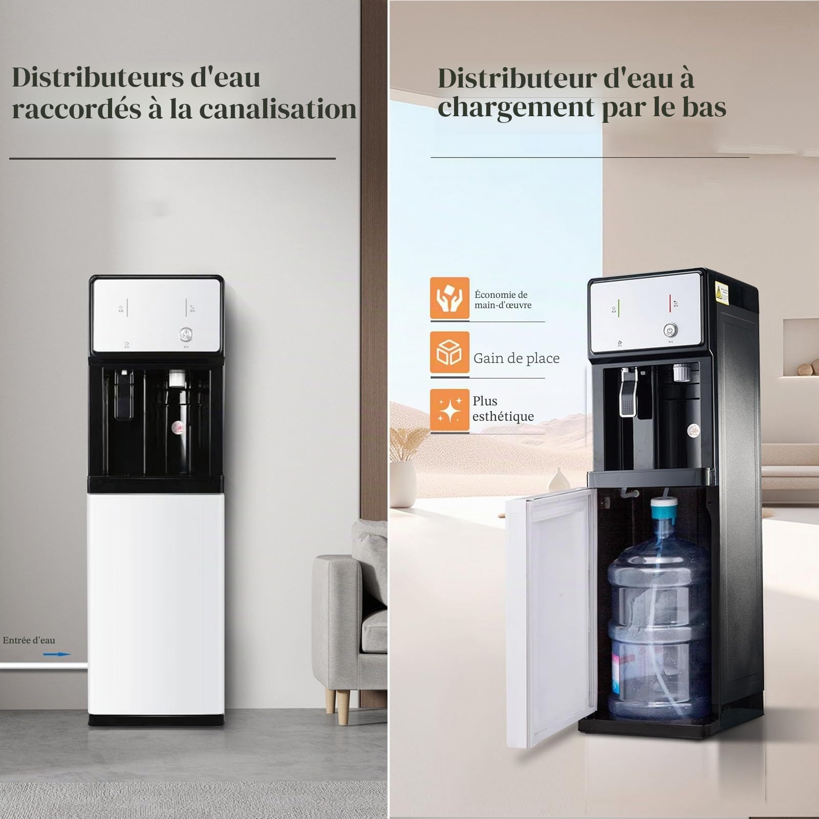 Refroidisseurs Et Fontaines À Eau, Refroidisseur d'eau Autoportant, Idéale pour Bureau, Maison, École Et Entreprise(Pipeline-Connected)