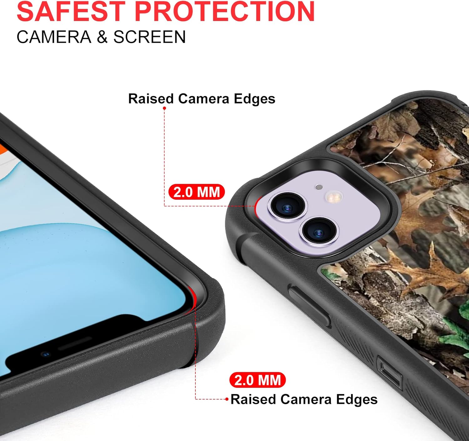 Compatible with iPhone 12 Case iPhone 12 Pro Case Camo Leaf Design for Men Boys, 3-Layer Rugged Shockproof Hard Plastic Bumper +Soft Silicone Rubber Heavy Duty Protection Cover - Image 4