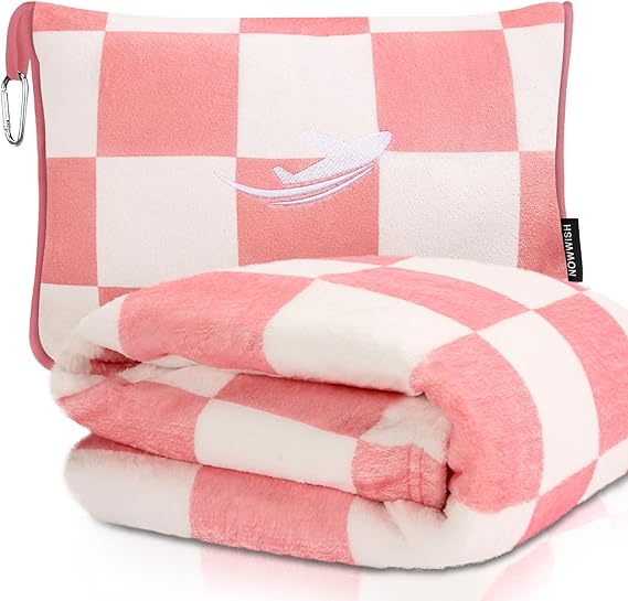 NOWWISH Travel Blanket Airplane Compact with Bag Premium