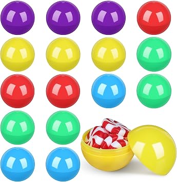 SEWACC 50Pcs Plastic Fillable Balls 1.77 Inch Round Openable Colored Storage Containers for Gumballs Vending Machine Gift Stuffers Party Favors