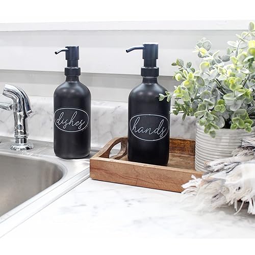 Miniatura 3 de Darware Botellas de bomba de vidrio de 16 onzas juego de 2 blanco con dorado botellas dispensadoras de jabón con tapas de bomba de metal cepillado